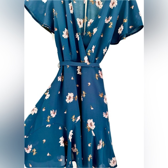 Altar'd State Dresses & Skirts - Altar'd State Navy Floral Mini Wrap Dress